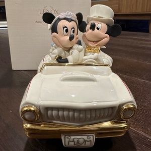 NIB LENOX Disney Minnie and Mickey’s Dream Honeymoon Figurine 24 Karat Gold